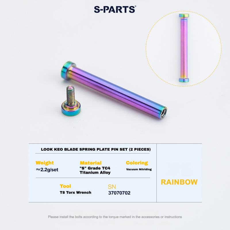 S-PARTS Titanium Pedal Upgrade Kit for LOOK KEO2 MAX (60.5g) & KEO BLADE (52.9g) – Axles, Tension Bolts & Pins