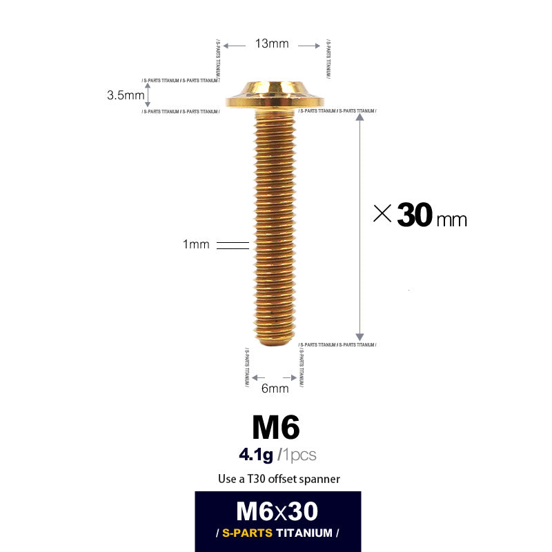 S-PARTS new umbrella head D13 A3 M6 electric motorcycle titanium alloy screws