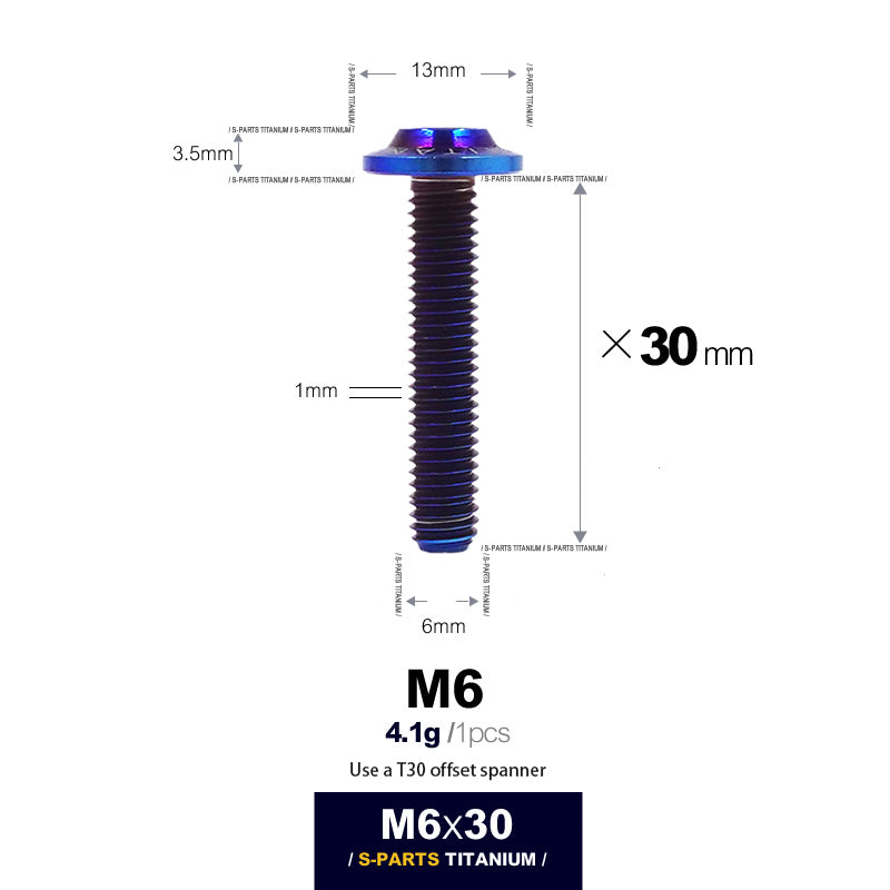 S-PARTS new umbrella head D13 A3 M6 electric motorcycle titanium alloy screws