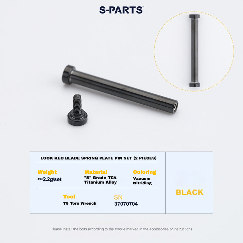 S-PARTS Titanium Pedal Upgrade Kit for LOOK KEO2 MAX (60.5g) & KEO BLADE (52.9g) – Axles, Tension Bolts & Pins