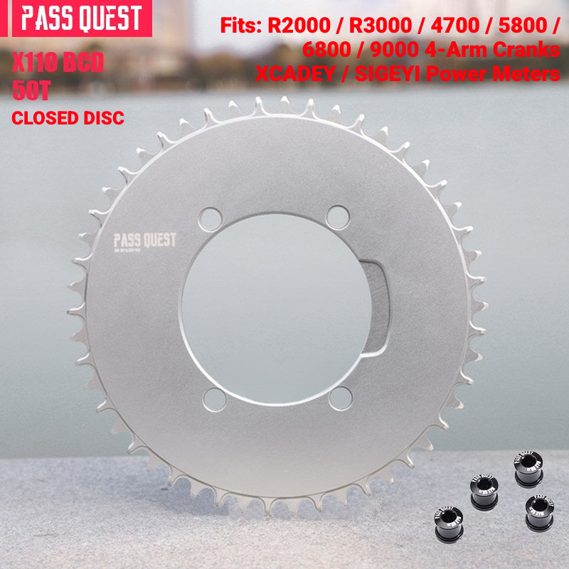 PASS QUEST X110BCD Narrow-Wide Chainring for Shimano 4-Arm Road Cranks | 36T–60T 1x