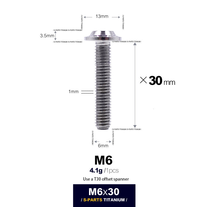 S-PARTS new umbrella head D13 A3 M6 electric motorcycle titanium alloy screws