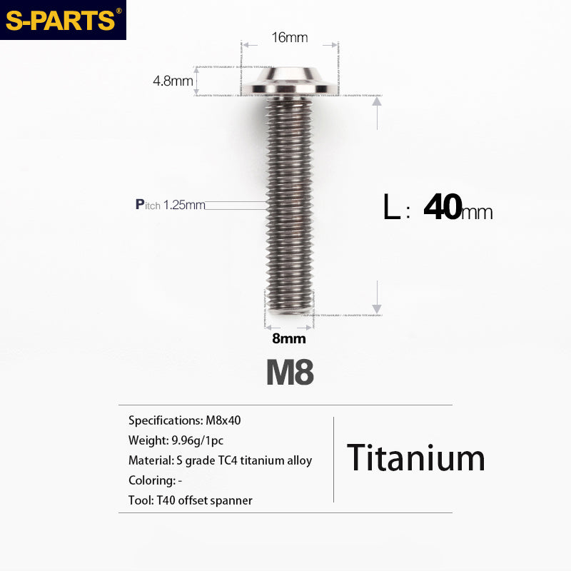 Viti in titanio per motociclette elettriche M8 con testa a ombrello A3 S-PARTS