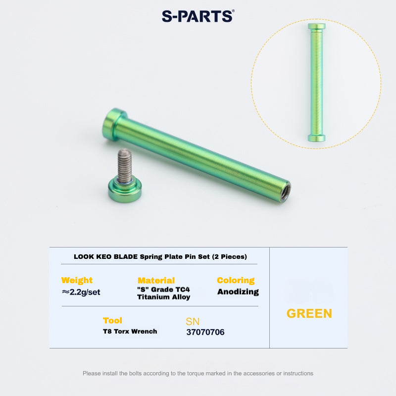 S-PARTS Titanium Pedal Upgrade Kit for LOOK KEO2 MAX (60.5g) & KEO BLADE (52.9g) – Axles, Tension Bolts & Pins