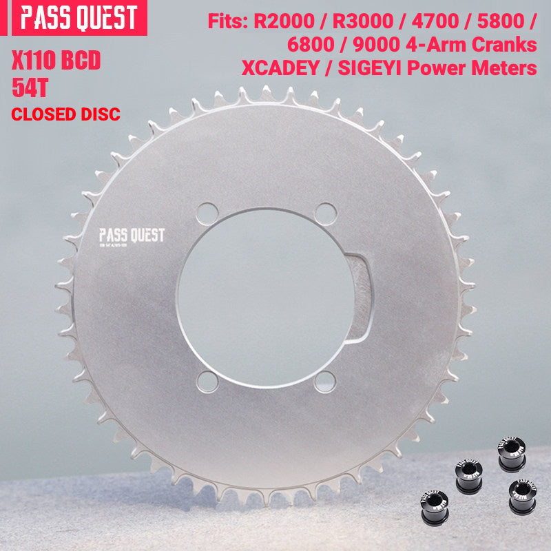 PASS QUEST X110BCD Narrow-Wide Chainring for Shimano 4-Arm Road Cranks | 36T–60T 1x