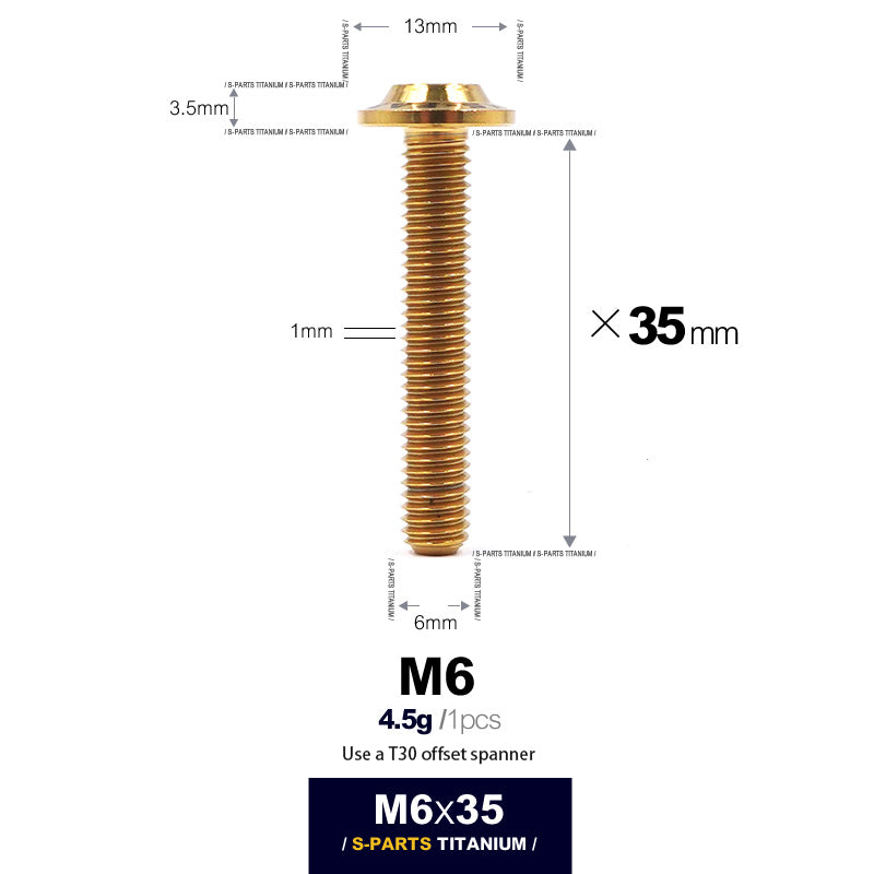 S-PARTS new umbrella head D13 A3 M6 electric motorcycle titanium alloy screws