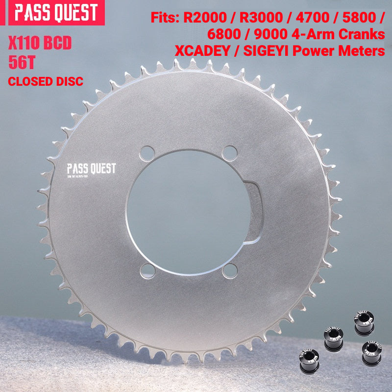 PASS QUEST X110BCD Narrow-Wide Chainring for Shimano 4-Arm Road Cranks | 36T–60T 1x