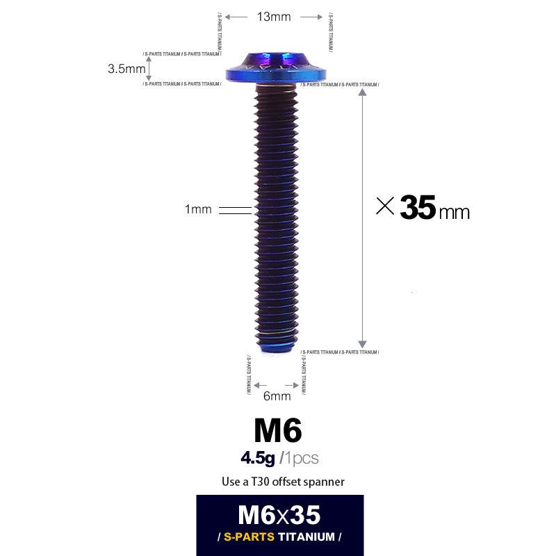 S-PARTS new umbrella head D13 A3 M6 electric motorcycle titanium alloy screws