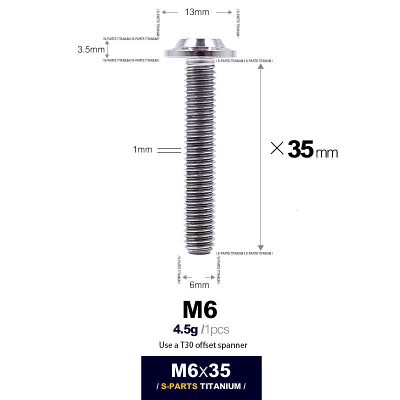 S-PARTS new umbrella head D13 A3 M6 electric motorcycle titanium alloy screws