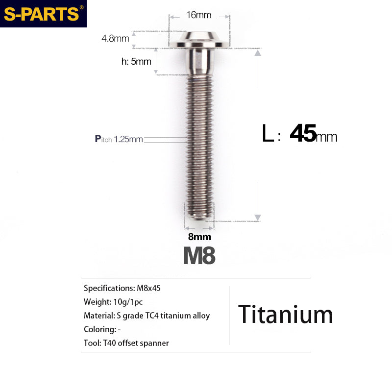 Viti in titanio per motociclette elettriche M8 con testa a ombrello A3 S-PARTS