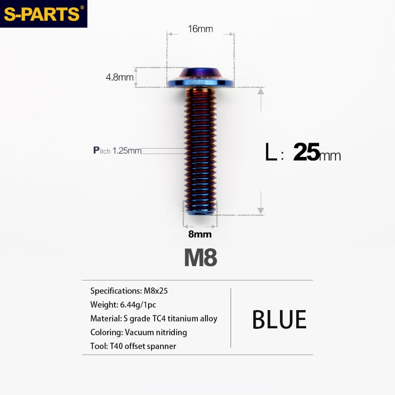 Viti in titanio per motociclette elettriche M8 con testa a ombrello A3 S-PARTS