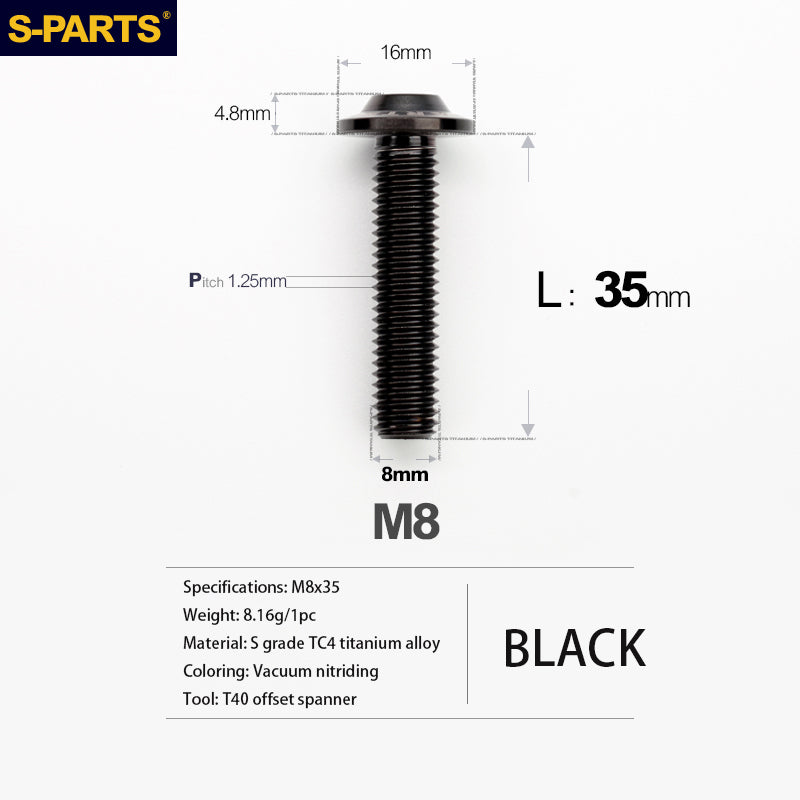 Viti in titanio per motociclette elettriche M8 con testa a ombrello A3 S-PARTS