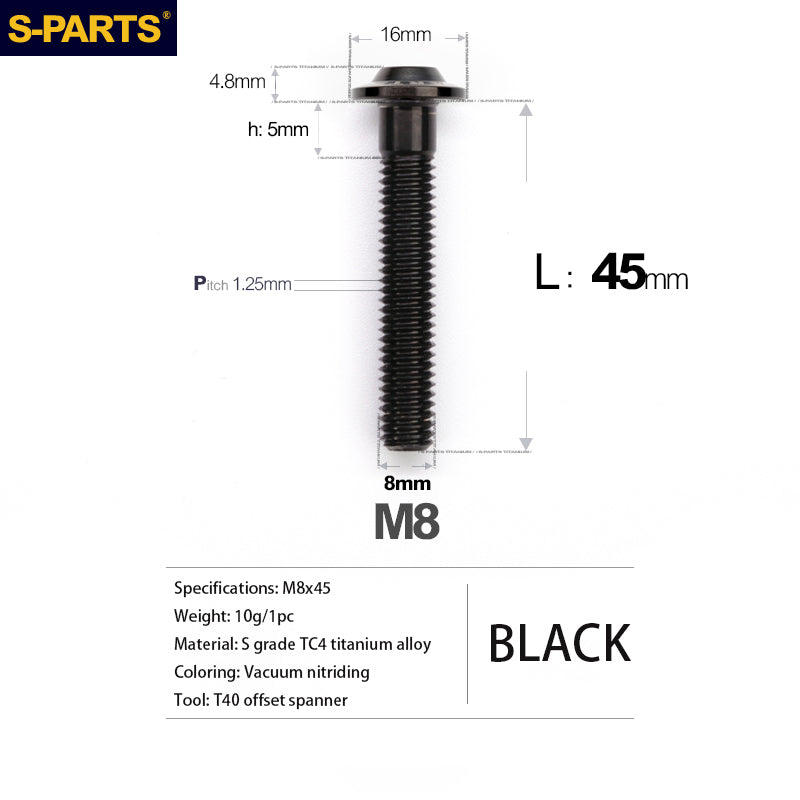 Viti in titanio per motociclette elettriche M8 con testa a ombrello A3 S-PARTS