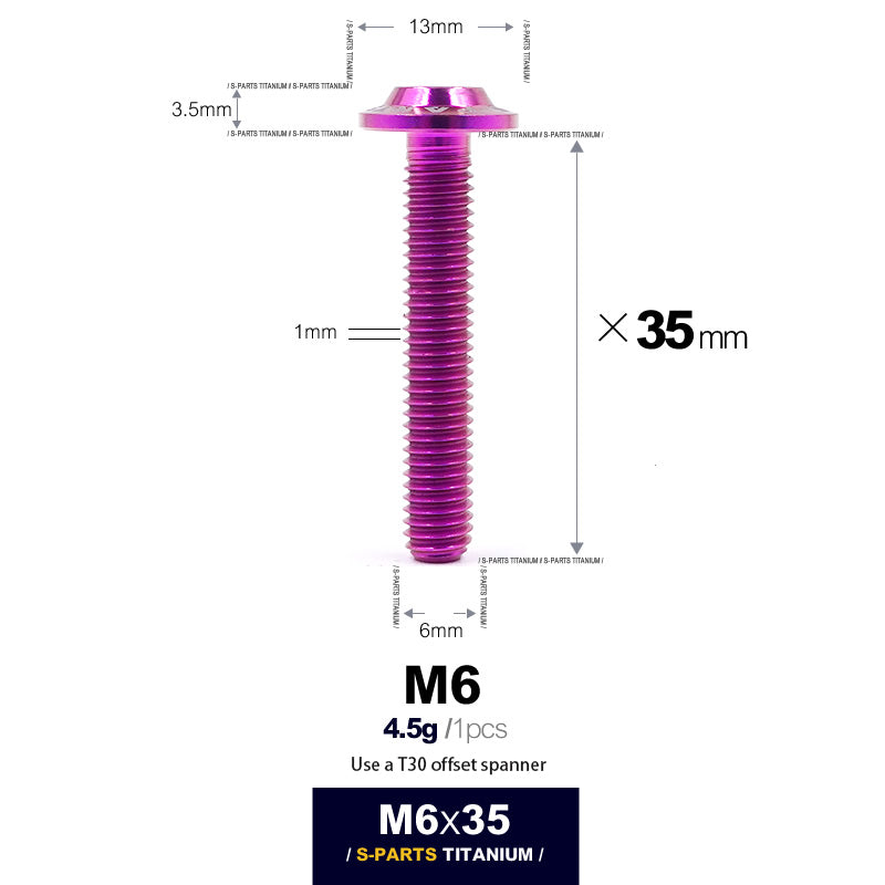 S-PARTS new umbrella head D13 A3 M6 electric motorcycle titanium alloy screws