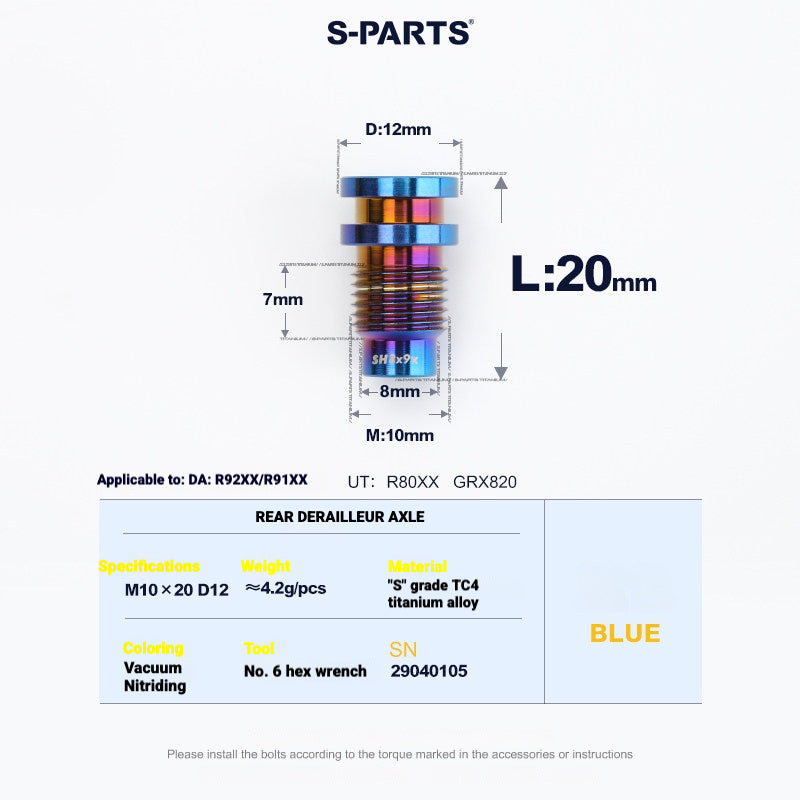 Shimano Road Titanium Bolt Kit – S-PARTS Drivetrain Screws for R8050 / R8150 / R9250
