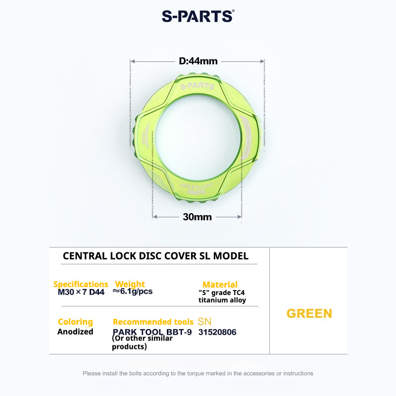 S-PARTS Center Lock Disc Rotor Lockring SL Edition | Ultralight TC4 Titanium | Multi-Color 1PCS