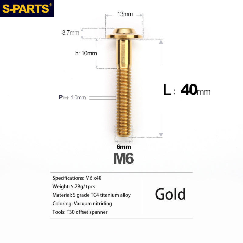 S-PARTS new umbrella head D13 A3 M6 electric motorcycle titanium alloy screws