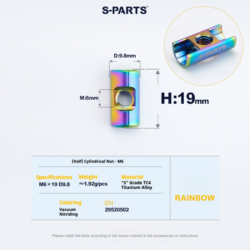 S-PARTS M6 Titanium Seatpost Step-Down Bolt & Nut Kit – Multiple Lengths & Colors