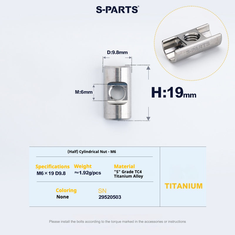 S-PARTS M6 Titanium Seatpost Step-Down Bolt & Nut Kit – Multiple Lengths & Colors