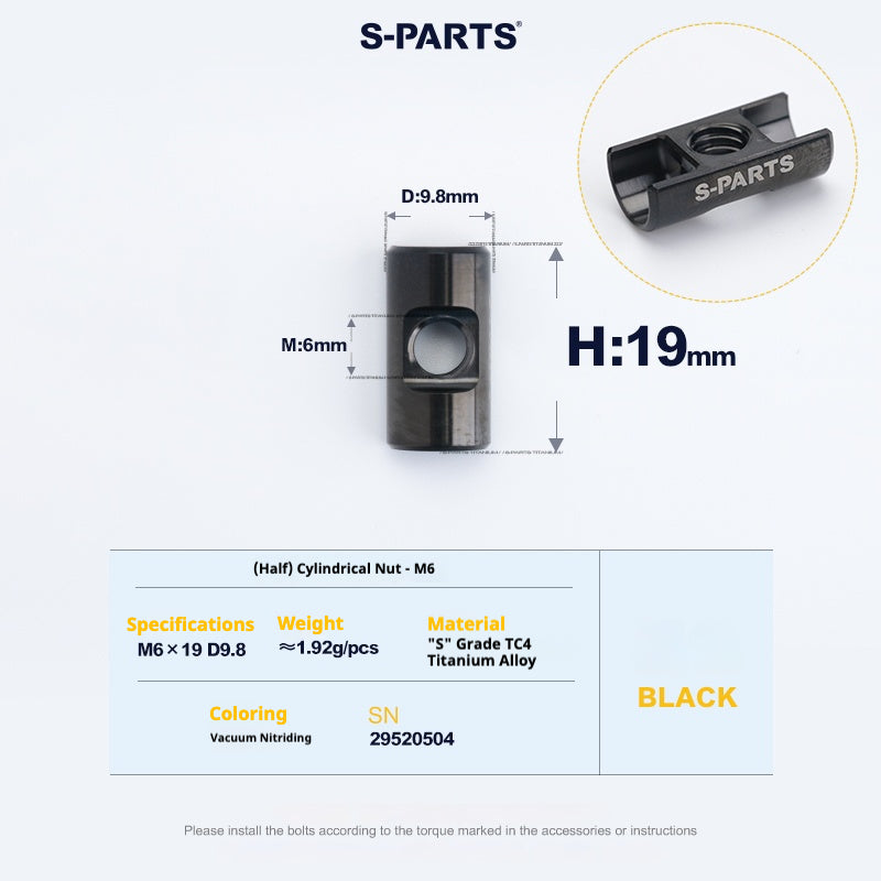S-PARTS M6 Titanium Seatpost Step-Down Bolt & Nut Kit – Multiple Lengths & Colors