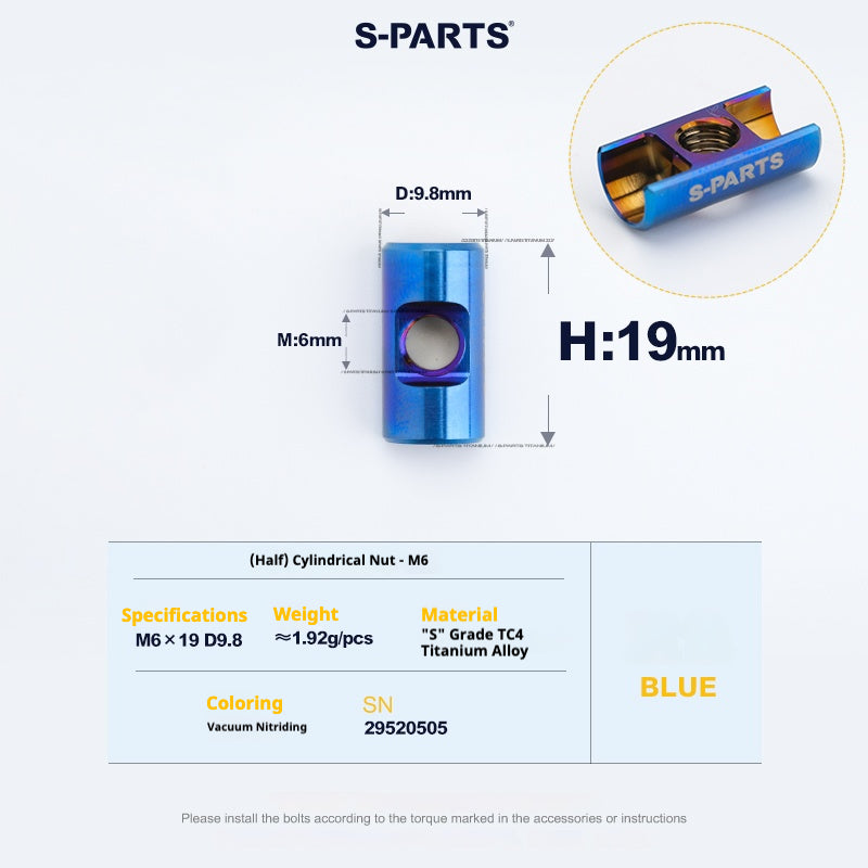 S-PARTS M6 Titanium Seatpost Step-Down Bolt & Nut Kit – Multiple Lengths & Colors