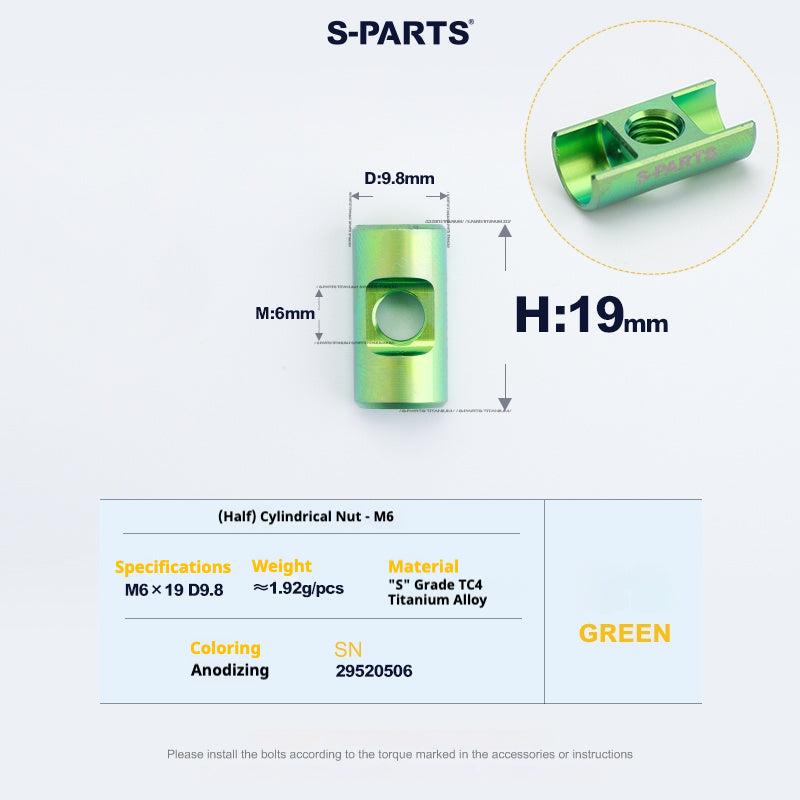 S-PARTS M6 Titanium Seatpost Step-Down Bolt & Nut Kit – Multiple Lengths & Colors