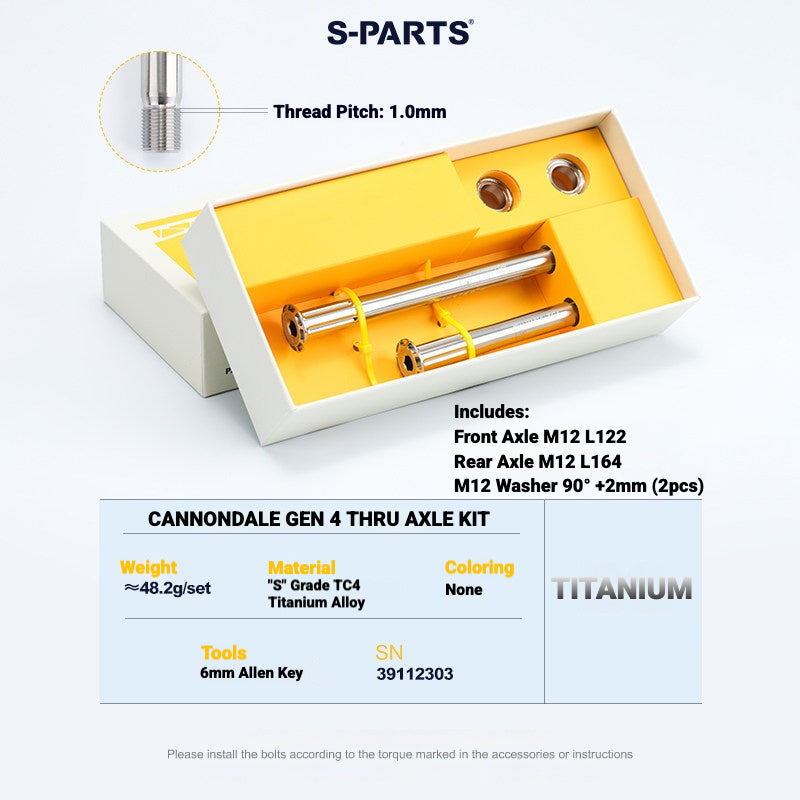 S-PARTS Titanium Thru Axle Set | TC4 Lightweight CNC Wheel Axle Upgrade for Road Bikes