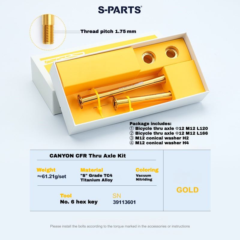 S-PARTS Titanium Thru Axle Kit for CANYON CFR (Front + Rear, Tool-Free Design) – 61.21g | 8 Anodized Colors