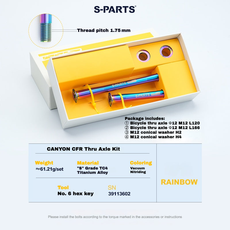 S-PARTS Titanium Thru Axle Kit for CANYON CFR (Front + Rear, Tool-Free Design) – 61.21g | 8 Anodized Colors