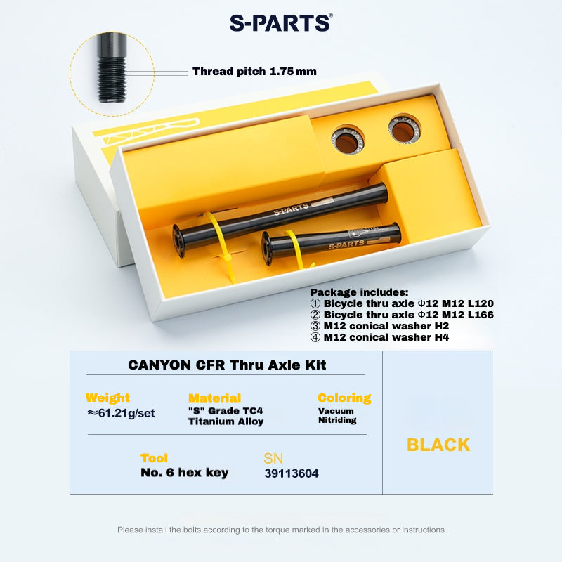 S-PARTS Titanium Thru Axle Kit for CANYON CFR (Front + Rear, Tool-Free Design) – 61.21g | 8 Anodized Colors