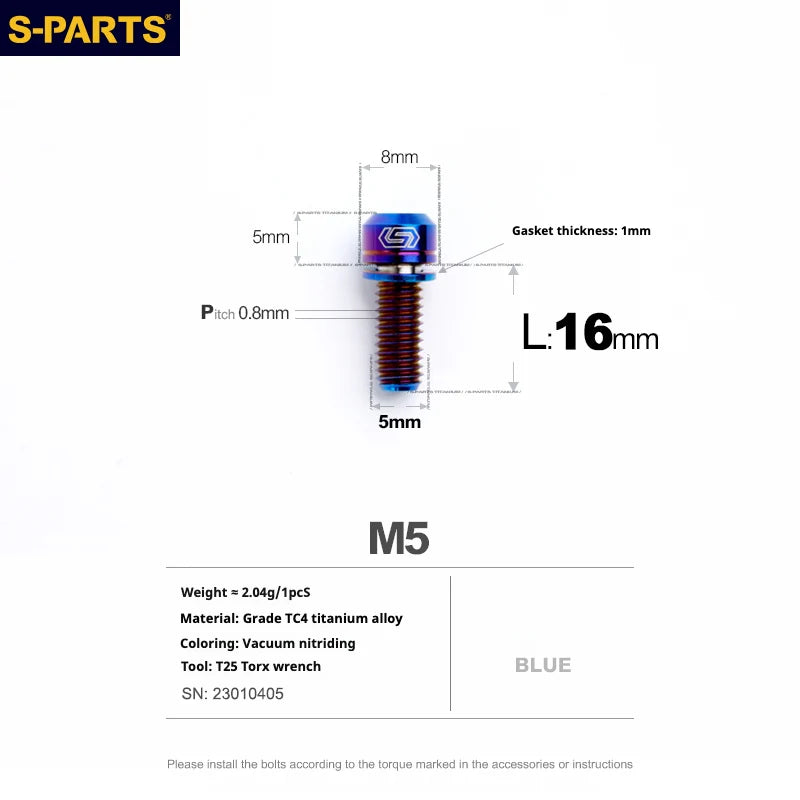 S-PARTS Titanium Brake Bolt Kit for HOPE V4 / TECH / RACE / TRAIL / ZONE | Ultra-Light MTB Brake Hardware