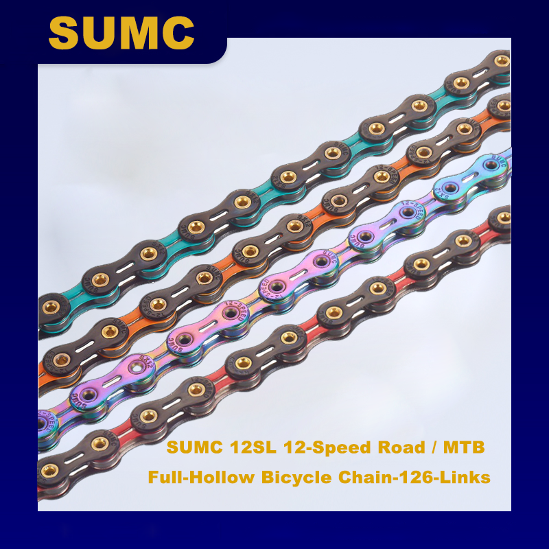 SUMC 12-SPEED full hollow Steel bicycle chain anti rust 128links bike chain with magic buckle