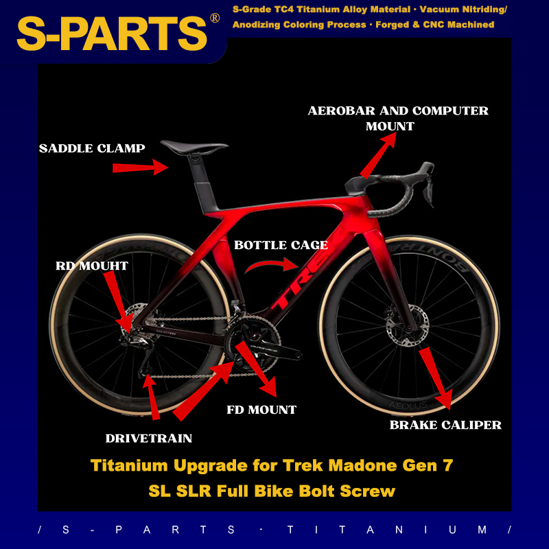 Complete Titanium Bolt Upgrade for Trek Madone Gen7 SLR/SL and Shimano/SRAM Shift Brake Kits