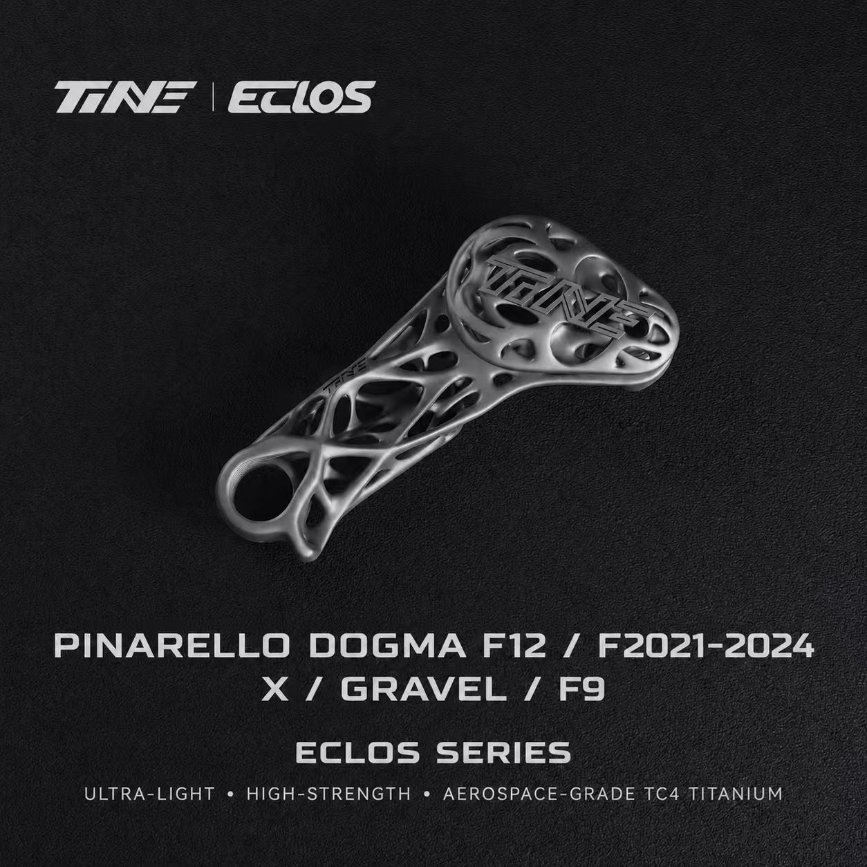 TiNE ECCLOS CryoFusion Titanium Rear Derailleur Hanger for Pinarello Dogma F12 / F 2021–2024 / X / Gravel / F9 | Ultra-Light Bionic Topology