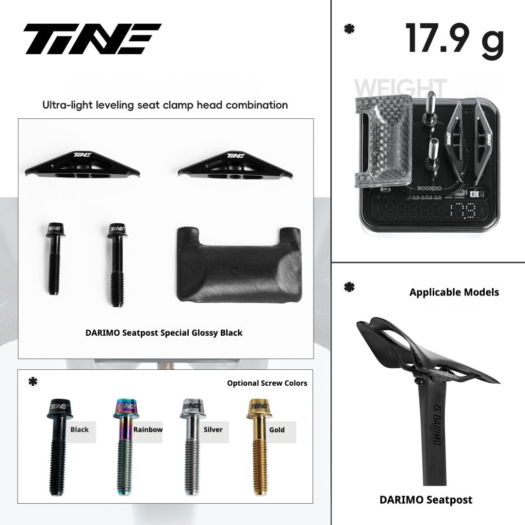 TiNE Ultra-Light 6.8g Seat Clamp & Leveling Assembly | Compatible with Specialized SL8 Aethos, Colnago & DARIMO Seatposts | CNC Titanium Precision