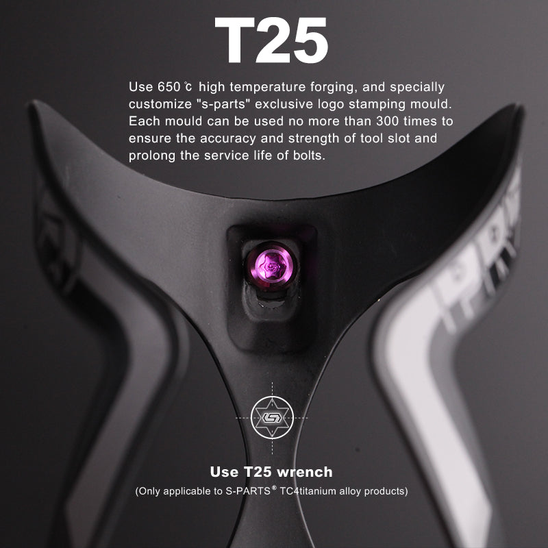 S-PARTS Titanium Alloy Water Bottle Cage Screws - Ultra-Light, Hollow, Flat Head, Large Diameter for Road, Mountain, and Folding Bikes