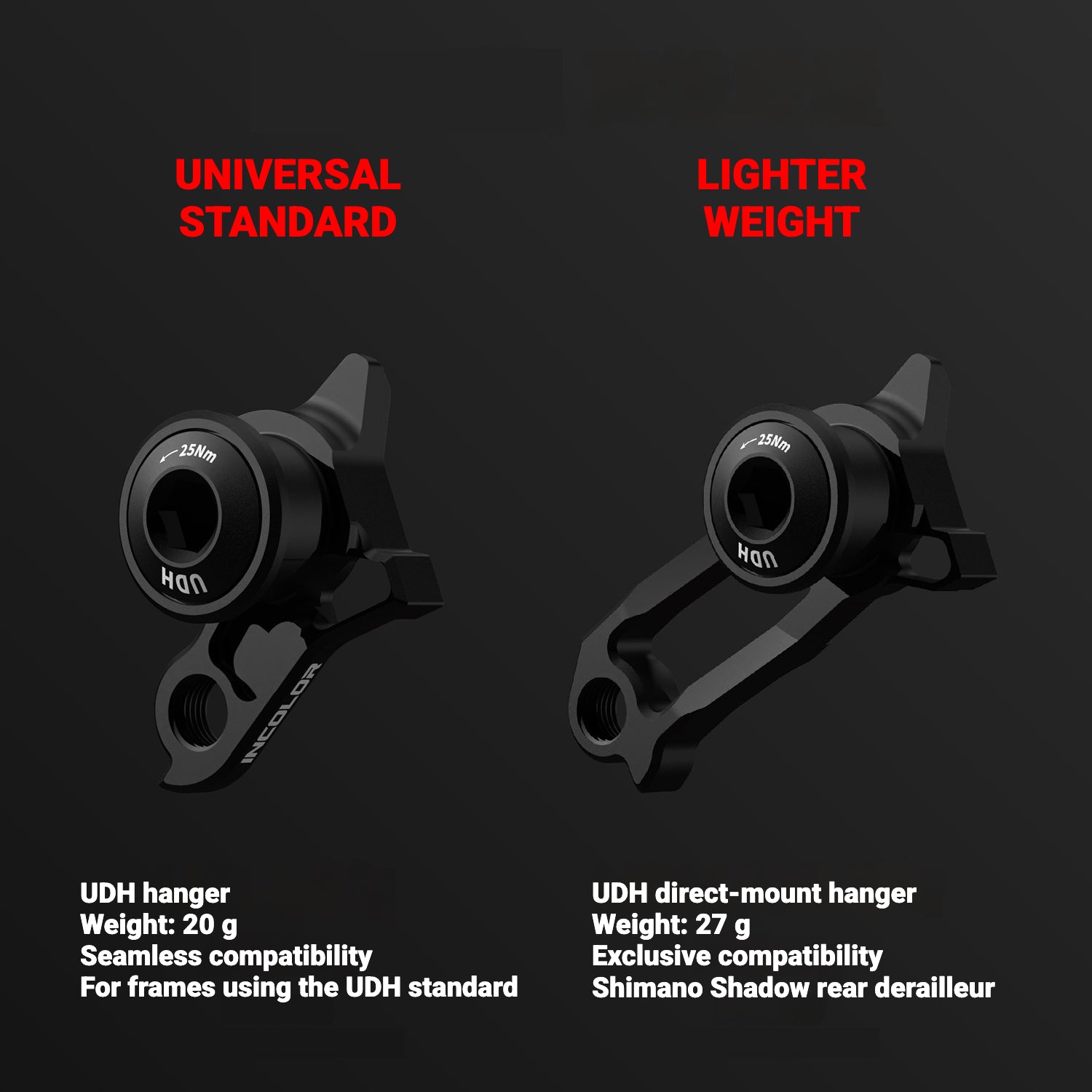 INCOLOR Lightweight UDH Derailleur Hanger|Universal Fit|7075-T6 Aluminum|Ultralight