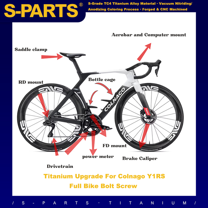 Colnago Y1RS Complete Titanium Bolt Kit|Handlebar / Seatpost / Frame / Bottle Cage Full Upgrade