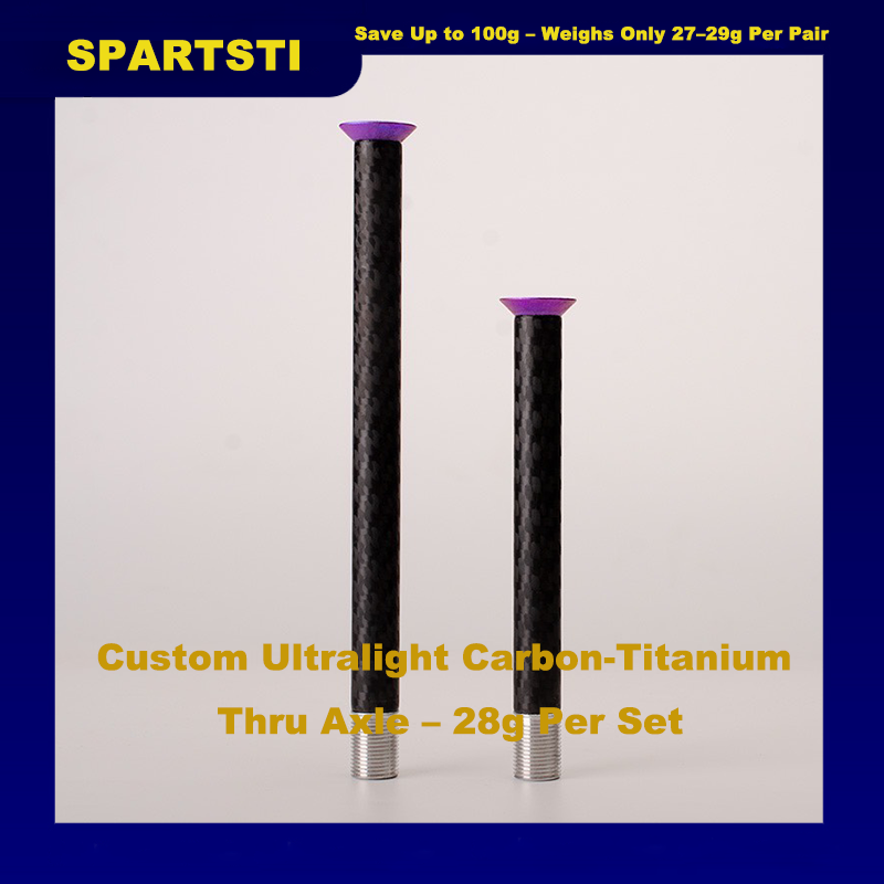 Custom Ultralight Carbon-Titanium Thru Axle – 28g Per Set