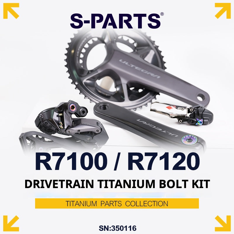 S-PARTS Titanium Bolt Kit for Shimano R7100 / R7120 Mechanical – 13-Piece Drivetrain Upgrade