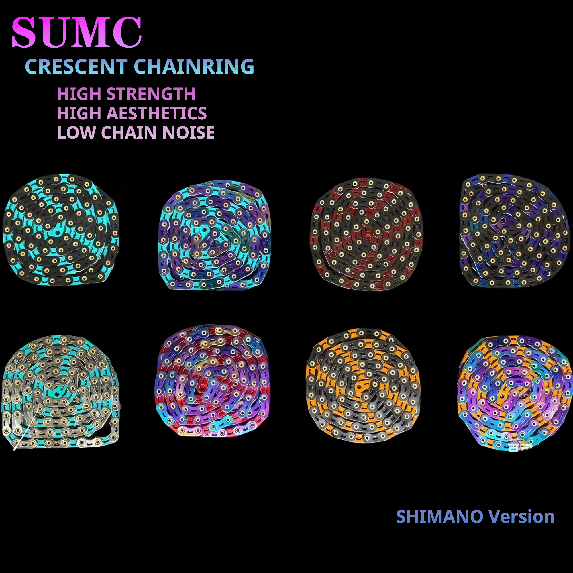 SUMC S12SLPRO 12-Speed Hollow Crescent Chain – Dual-Color Design, Compatible with Shimano 12s