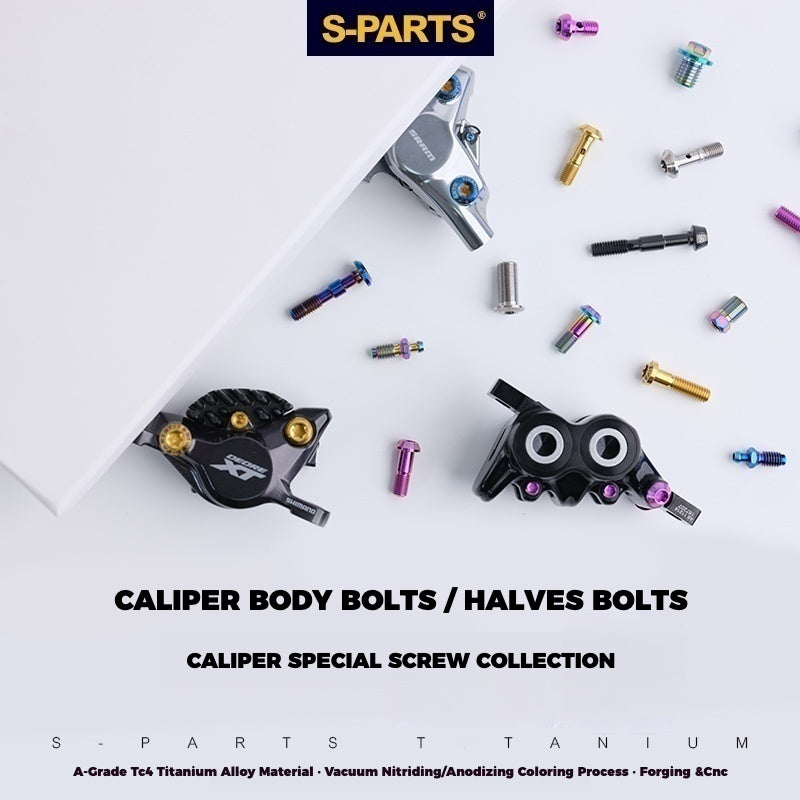 S-PARTS Titanium Caliper Body Bolt for Shimano R9120/R8070/M9120/M8100 | SRAM RED FOECE– Lightweight Anodized Brake Mounting Screws