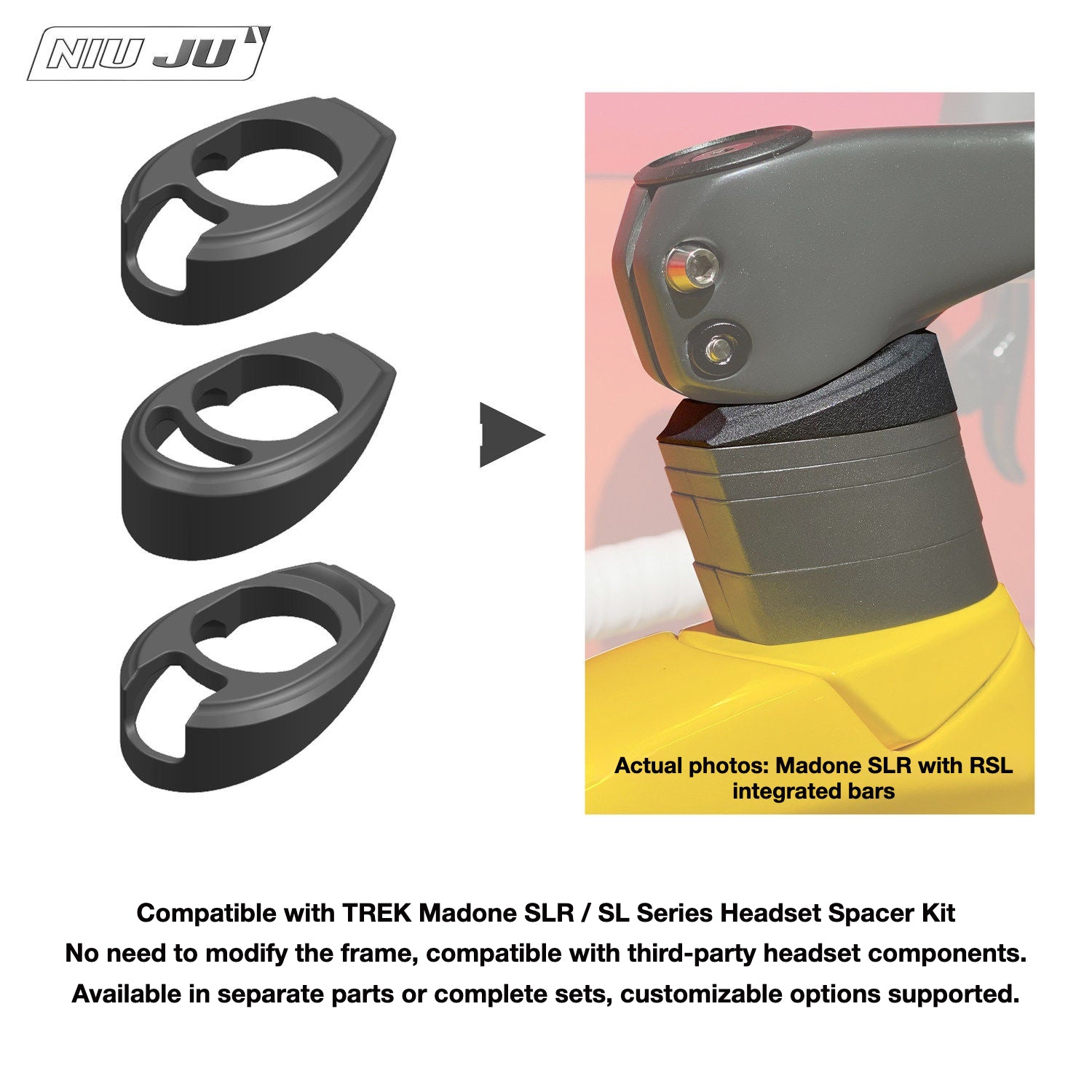 PAVEWAY Trek Madone SLR Headset Spacer Kit | RSL Integrated Handlebar Upgrade for Darimo & MCFK Cockpit