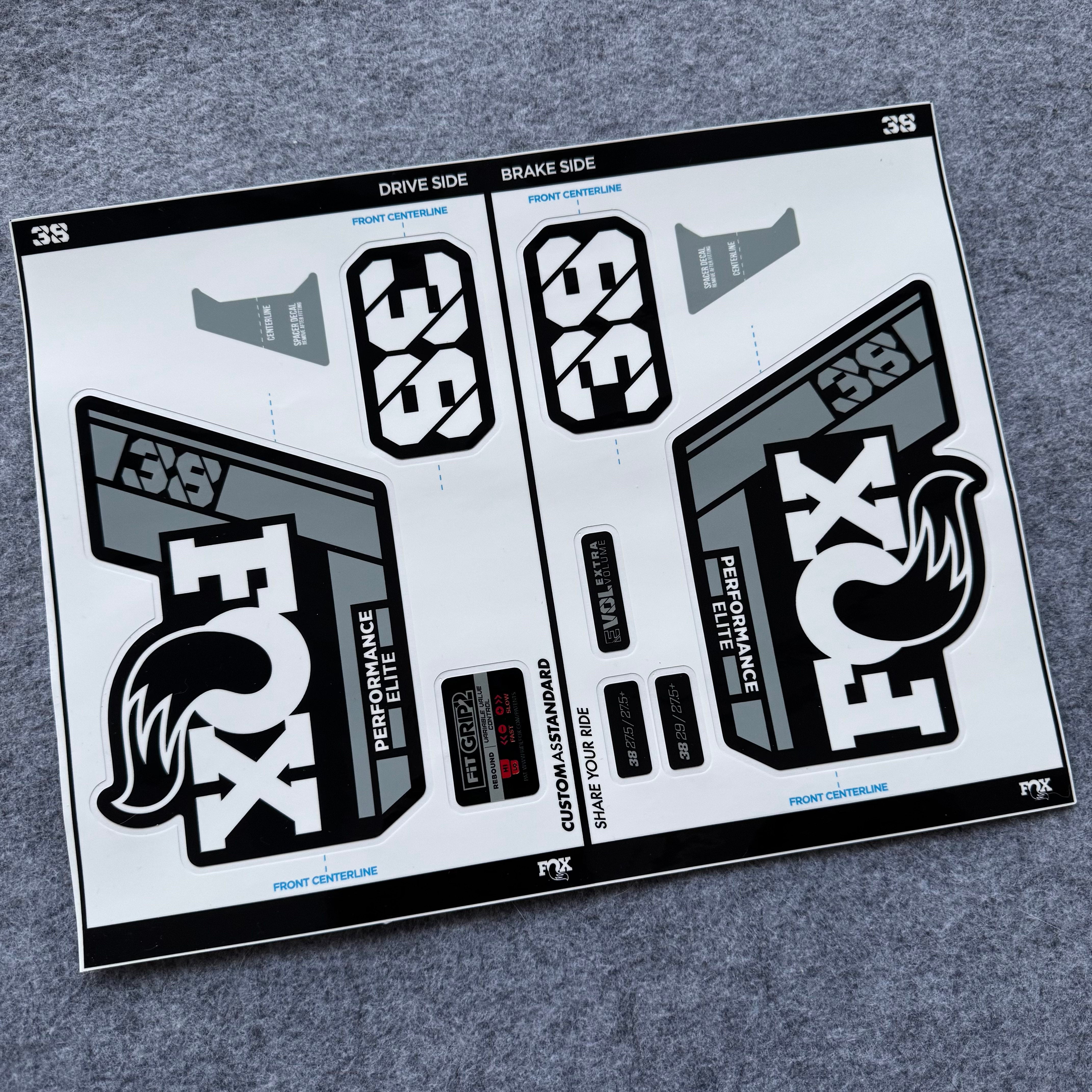 Custom Decal Kit for 2024 FOX 38 ELITE PERFORMANCE Fork | Waterproof MTB Fork Stickers | AM