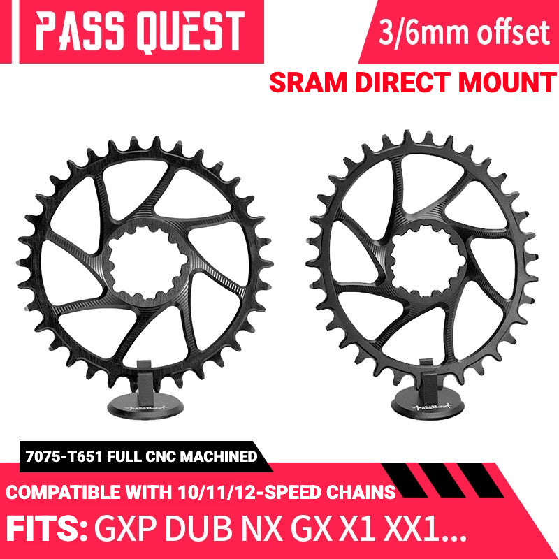 PASS QUEST SRAM 3-Bolt Direct-Mount Narrow-Wide Chainring | GXP DUB | 3mm / 6mm Offset