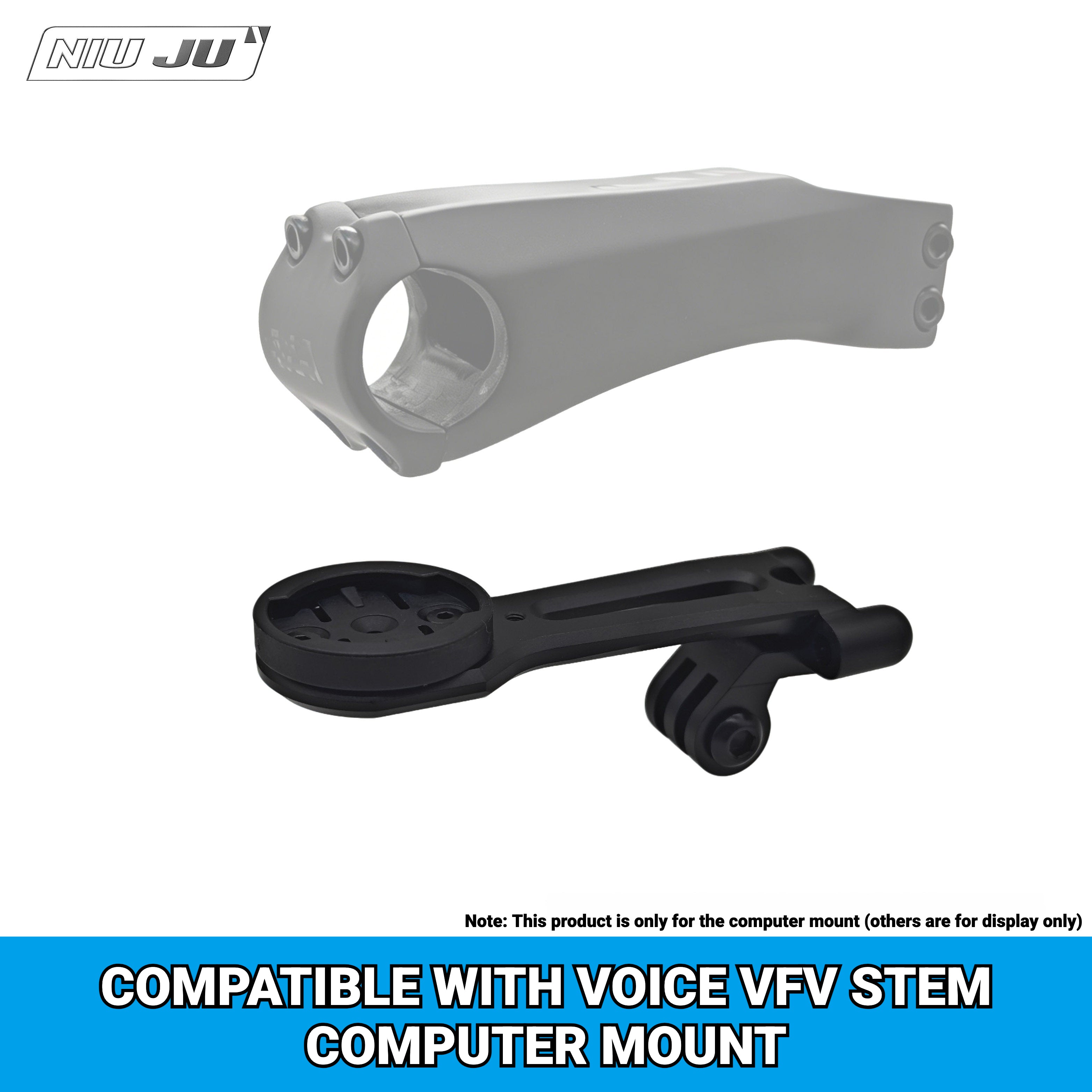 NIUJU Computer Mount for VOICE VFV Stem | Integrated Garmin Wahoo Mount with Rear GoPro Interface