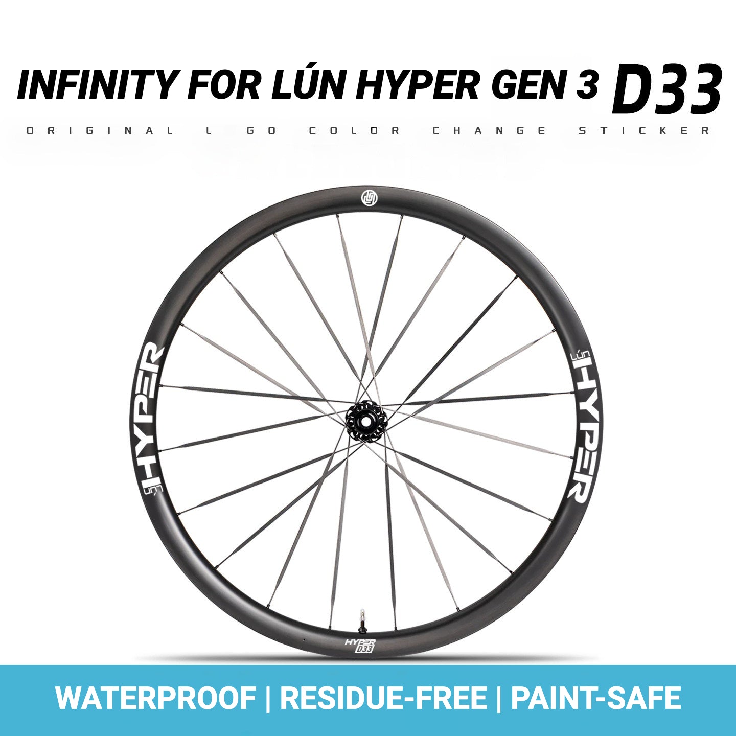 Infinity Logo Decals for Lún HYPER 3 D33 Gen 3 Wheelset | Waterproof Rim Overlay Stickers（Complete Decal Set for Two Wheels + Spare Decals Included）