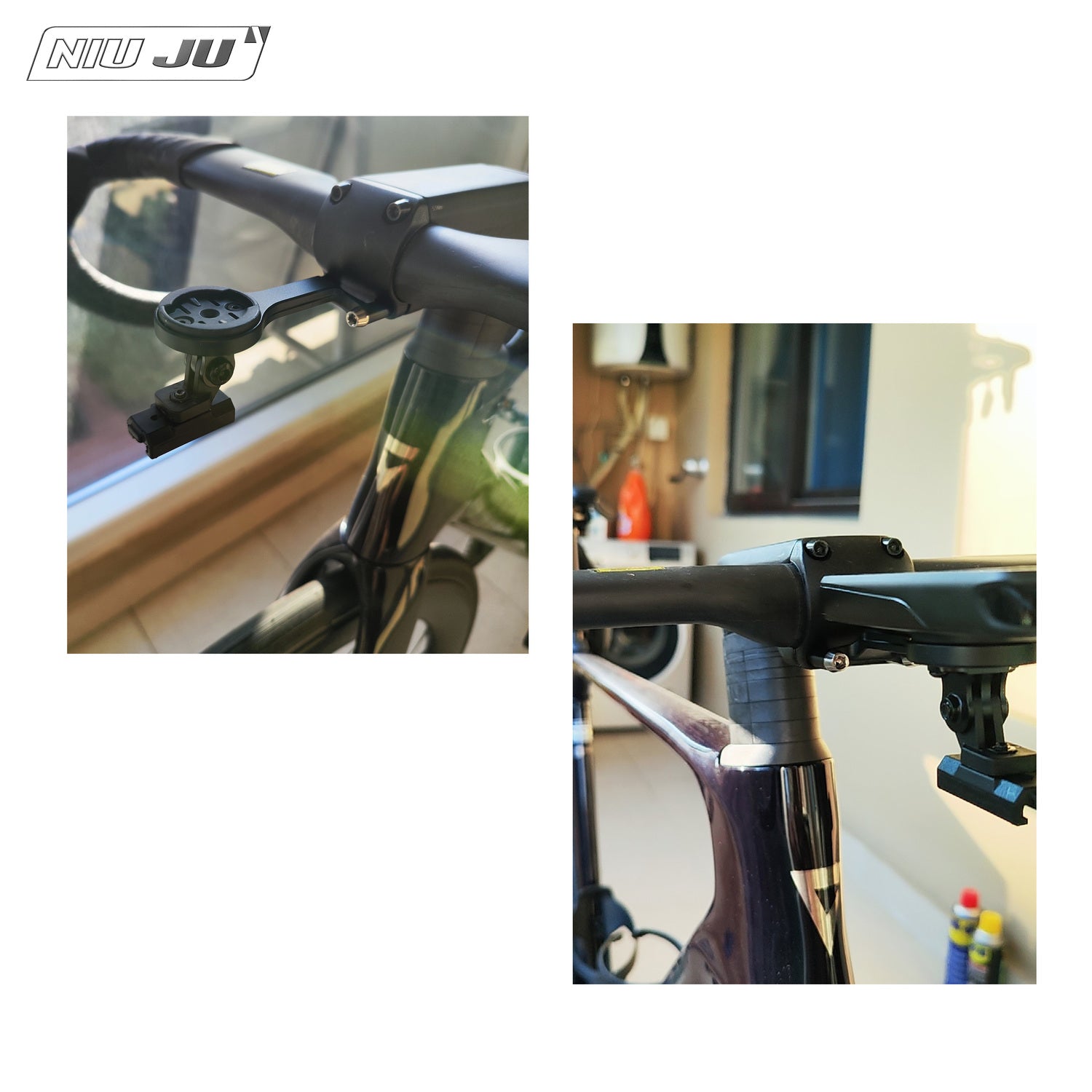NIUJU Full CNC Aluminum Bike Computer Mount for Giant Contact SL / SLR / Aero Stem — Garmin / Wahoo / Bryton / Giant / Cateye Compatible (42 g)