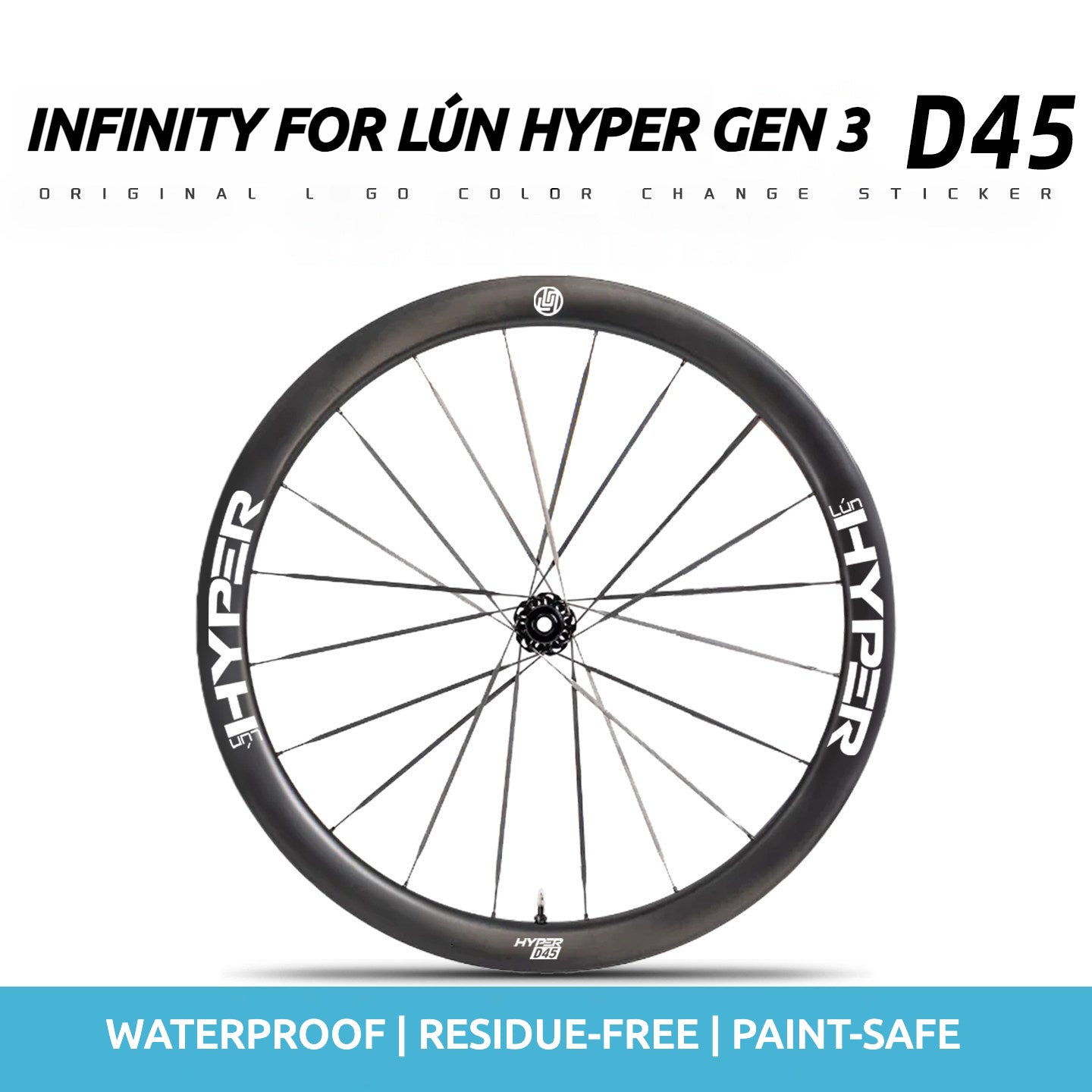 Infinity Logo Decals for Lún HYPER 3 D45 Gen 3 Wheelset | Waterproof Rim Overlay Stickers（Complete Decal Set for Two Wheels + Spare Decals Included）