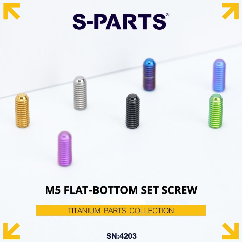S-PARTS Titanium Set Screw M5×12 – Flat End CNC Grade 5 TC4 Titanium Alloy Hex Bolt